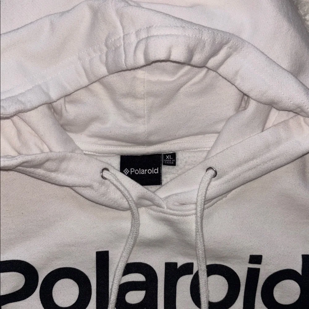 Polaroid Fleece Cropped Boxy Hooded Sweatshirt, Size XL